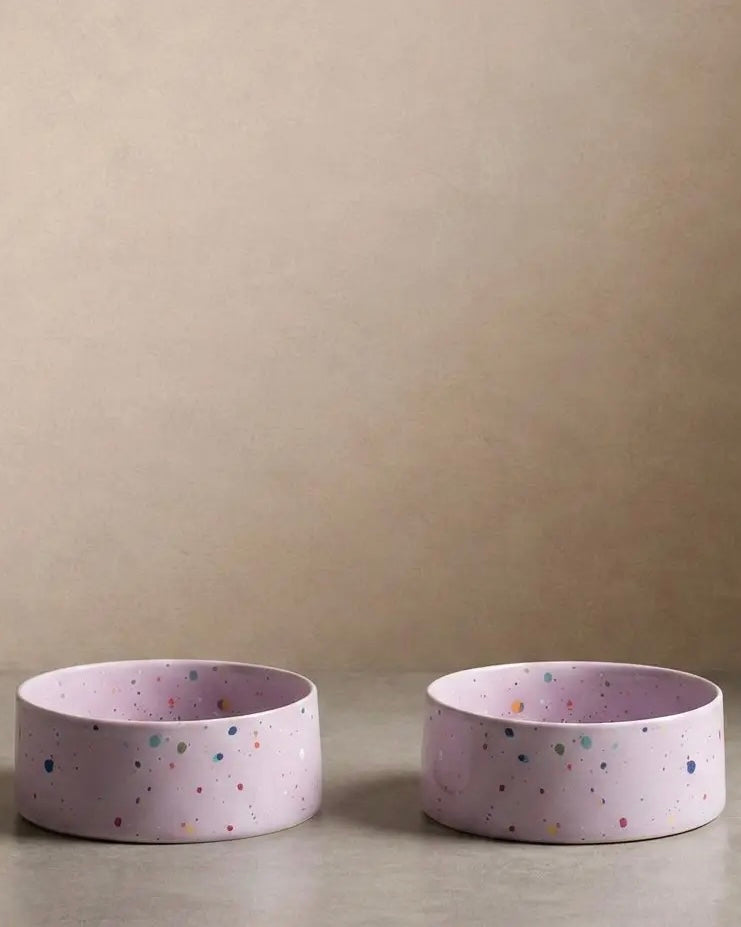 Purple Dot Keramikskåle - 2 stk, 16,5 cm