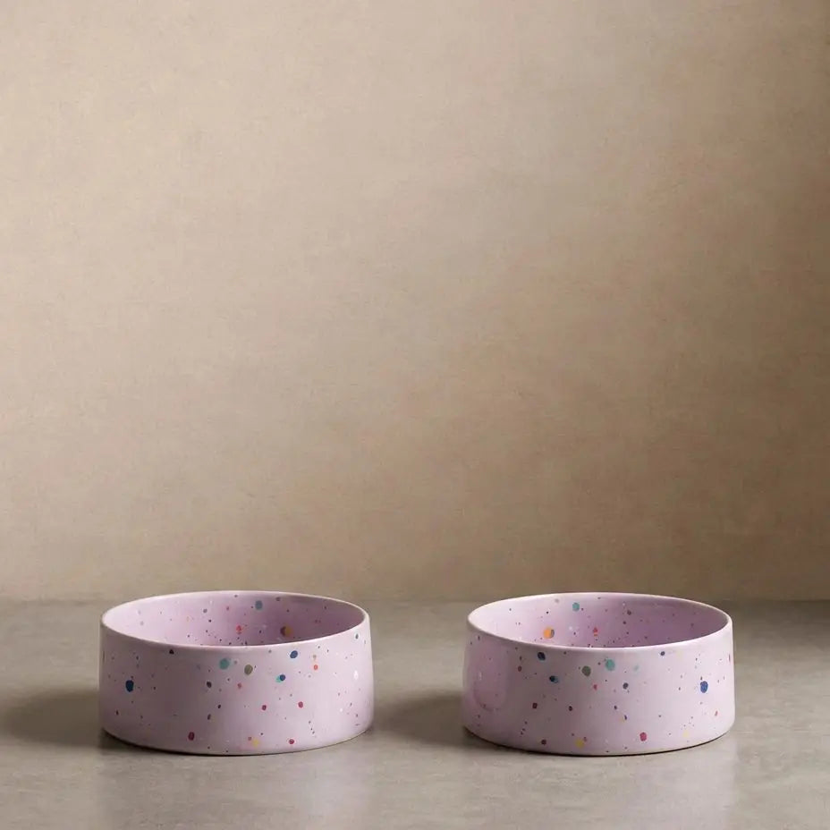 Purple Dot Keramikskåle - 2 stk, 16,5 cm