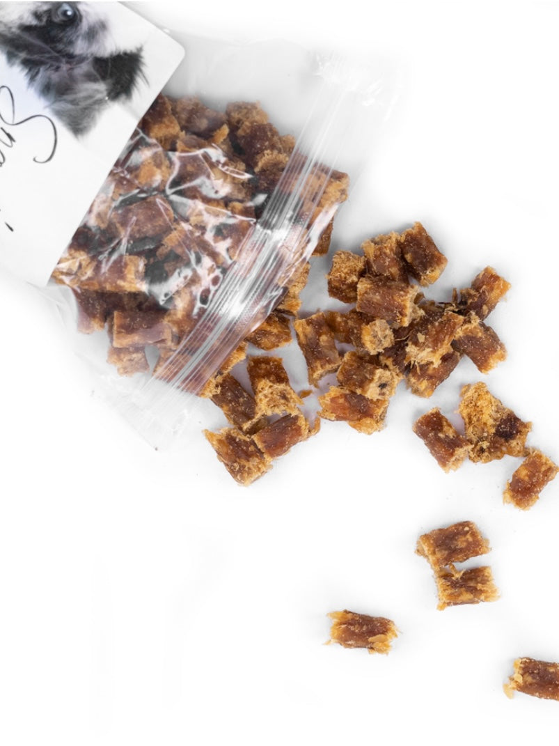 Snack’it perlehøneterninger (bløde)
Naturlig snack
Hundegodbid
Træningsgodbid