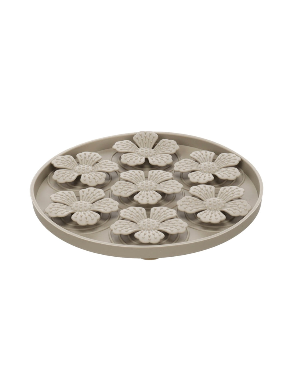 LICK PAD FLEUR TAUPE ROUND