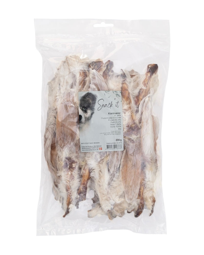 Snack'it Kaninører m. pels 200g Premium