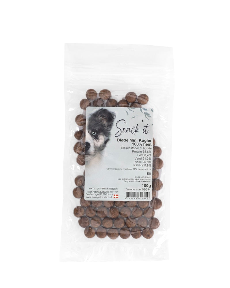 Snack'it Bløde Mini Kugler - 100% Hest - 100g