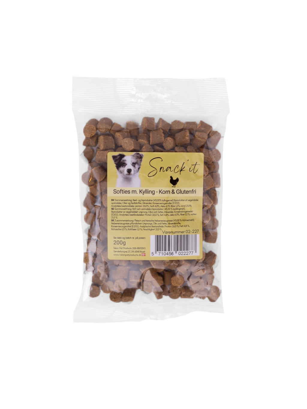 Snack’it softies m. Kylling
Naturlig snack
Hundegodbid
Træningsgodbid